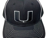 UM UNIVERSITY OF MIAMI HURRICANES GREY LOGO BLACK ADJUSTABLE CURVED BILL... - $17.05