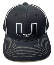 Um University Of Miami Hurricanes Grey Logo Black Adjustable Curved Bill Hat Cap - £13.62 GBP