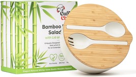 Bamboo Fiber Salad Bowl with Sealable Lid &amp; Servers-Cuffie Chef Salad Bowl Set - £18.84 GBP