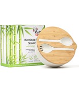 Bamboo Fiber Salad Bowl with Sealable Lid &amp; Servers-Cuffie Chef Salad Bo... - £18.60 GBP
