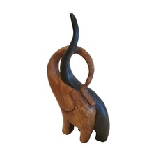 Vintage Intertwined Carved Wooden Elephants HD Designs FREE SHIPPING 13&quot; - £19.24 GBP