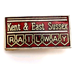 VTG Kent &amp; East Sussex Railway England KESR Red Gold Enamel Pin Transpor... - $26.00