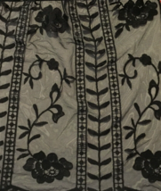 Merona blouse size XS women black sheer embroidered design short sleeve - £11.66 GBP