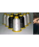 3 Extra Large Spools 5500M Embroidery Thread for Machine - 2 White, 1 Black - €51,85 EUR