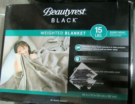 Beautyrest Black Weighted Blanket 15lbs Quilted 48&quot; x 72&quot; Color Beige - £51.95 GBP