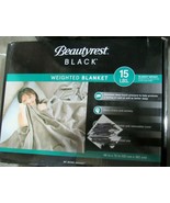 Beautyrest Black Weighted Blanket 15lbs Quilted 48&quot; x 72&quot; Color Beige - £51.79 GBP