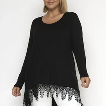 Plus Size Tunic Top W/CROCHET Laced Endings &amp; Long Sleeves - £19.76 GBP
