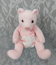 Ty Pink Teddy Bear Its A Girl Plush White Baby Diaper 8&quot; Stuffed Animal Beanie - $7.99