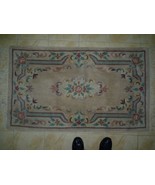 Splendid Vintage Chinese Thick Rug Carpet Green &amp; Fawn/Beige Backgrnd 59... - $239.74 CAD
