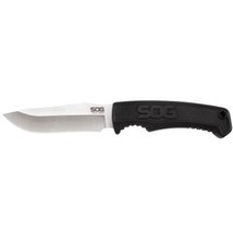 SOG Field Knife Fixed Blade 4in Clip Point Belt Clip Black Sheath - £30.07 GBP