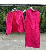 Vintage 1960s 2 pc suit dress jacket sheath HOT PINK handcrafted Mother ... - $1,168.64 MXN