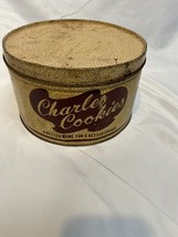 Charles Cookies Tin Can Mountville PA Calhoun Ky Lid Vintage 5&quot; - $19.99