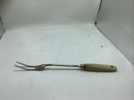 Vtg Ekco A&amp;J Meat Carving Serving Fork Stainless Steel Wood Handle Farmhouse - £5.51 GBP