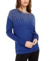 Alfani Metallic-Detail Vented-Hem Sweater, Size Large - $35.64