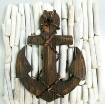 Distressed Handmade Wood Anchor &amp; Driftwood Wall Art Nautical Beach Shabby Chic - £33.64 GBP
