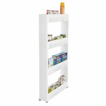 Mobile Shelving Unit Organizer with 4 Large Storage Baskets Slim Slide W... - $49.39