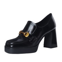 fashion metal chains women shoes genuine leather pumps square toe shoes woman le - £172.14 GBP