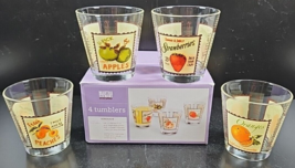 4 Martha Stewart Everyday Serenade Tumblers Set 8 Oz Fruit Vegetable Gla... - £44.22 GBP