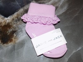 Janie and Jack Purple Cuff Socks Size 6/12 Months Girl&#39;s NEW - £7.84 GBP