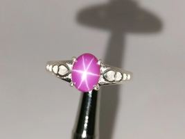 Pink Star Sapphire Ring Engagement Bridesmaid 925 Sterling Silver Handmade Ring - £43.36 GBP