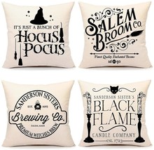 4pcs Halloween Decor Pillow Covers Hocus Pocus Farmhouse Pillowcases - £19.20 GBP