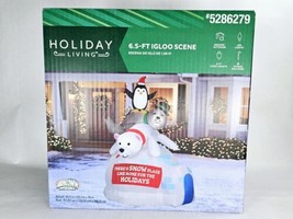 New! 6.5 Foot Christmas Inflatable Penguin Seal Polar Bear On Igloo Home For Hol - £94.90 GBP