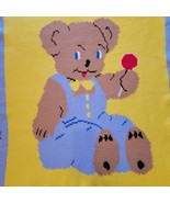 Handmade Baby Blanket Bedspread Throw Bear Lollipop 49 x 54 Vintage - £30.36 GBP
