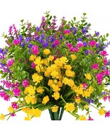 Klemoo 12 Bundles Outdoor Artificial Fake Flowers Uv Resistant No Fade B... - £26.73 GBP
