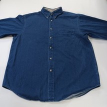 Roundtree & Yorke Men's Blue Cotton Button-Down Denim Shirt Size Large image 11