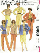 Vintage 1983 Women&#39;s JACKET, BLOUSE, SKIRT &amp; PANTS Pattern 8468-m Size 38 - $12.00