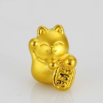 999 24K Solid Yellow Gold bracelet/ Bless Lucky Cat red Red Weave String Bracele - £130.12 GBP