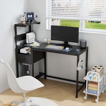 Computer Desk w/ Power Outlet &amp; Storage - Black - £78.02 GBP