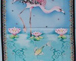 24.5&quot; X 44&quot; Panel Flamingos Koi Fish Pond Cotton Fabric Panel D388.46 - $9.49
