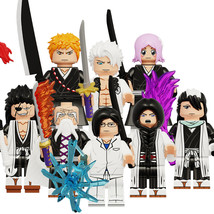 8pcs Bleach Ichigo Kurosaki Yamamoto Toshiro Uryu Ishida Retsu Minifigur... - £15.65 GBP