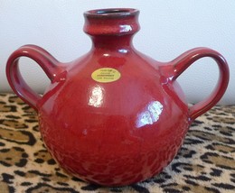 Vintage pottery Topferhof Keramik handmade DDR Romhild decor red VASE no... - £59.08 GBP
