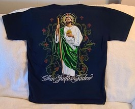 San Judas Tadeo Saint Jude Religious Judas Thaddeus T-SHIRT Shirt Dark Blue - £9.08 GBP