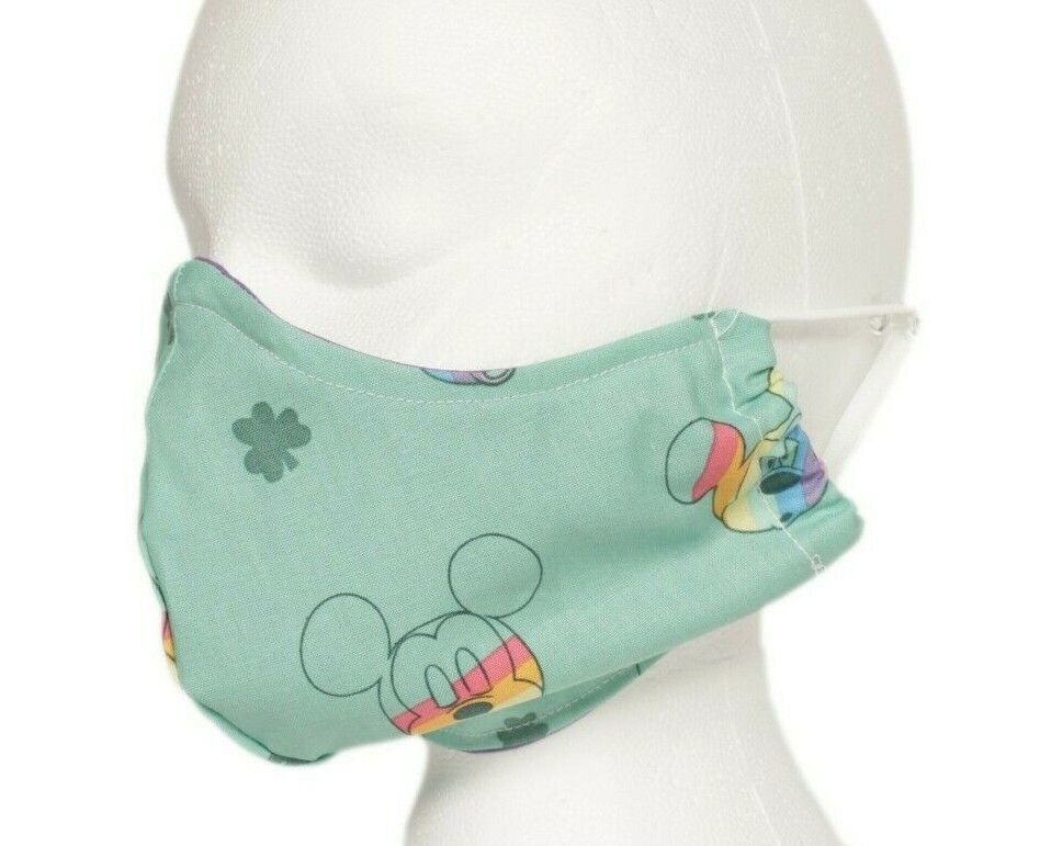 Rainbow Mickey Clover Theme Face Mask Handmade Filter Pocket Nose Wire A... - $7.24