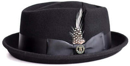 Bruno Capelo Hat Wool Fedora Diamond Crown Santana Stingy Brim SA200 Black - £47.85 GBP