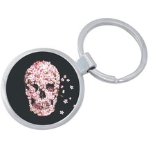 Skull Of Flowers Keychain - Includes 1.25 Inch Loop for Keys or Backpack - $10.77