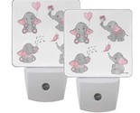 Set Of 2 Cute Cartoon Baby Elephant Hold Heart Shape Balloon Flowers Pla... - $35.99