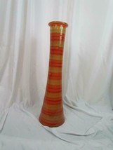 Tall 22&quot; Art Glass Vase Made in Spain Hand Crafted Pressed Orange and Yellow - £36.44 GBP