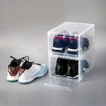 8 Pack Clear Shoe Box Drop-Front Men Women Stackable Sneaker Plastic Organizers - £103.10 GBP