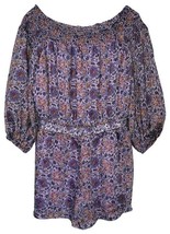 New Anthropologie Traffic People Off-The-Shoulder Romper Floral Lilac - £34.34 GBP