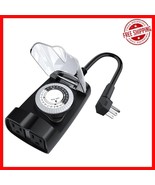 Waterproof 24-Hour Mechanical Outdoor Timer with Dual Outlets &amp; 15A Capa... - $334.31 MXN