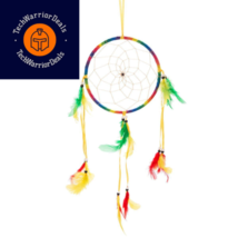 17&quot; Traditional Rainbow Dream Catcher with Feathers Wall or Car Multi-colored  - £14.59 GBP