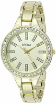 NEW Breda 8172-Gold Womens Veronica Rhinestone Slim Bracelet Watch diamonds cute - £14.17 GBP