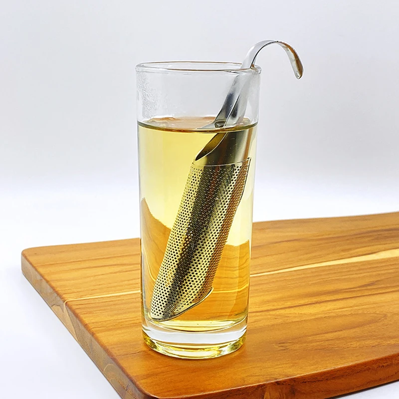 House Home Stainless Steel Tea Strainer Infuser Mesh A Tube Curved Handle Design - £20.29 GBP