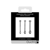 Ouch! Urethral Sounding 3-Piece Stainless Steel Plug Set 6 mm / 8 mm / 10 mm - £59.03 GBP