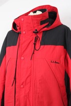 LL Bean L Red Black Nylon Hood Coat Parka Thinsulate Lite Loft - $56.99