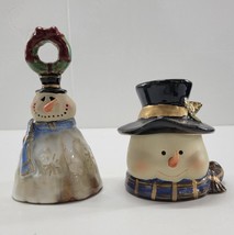 Snowman Bell &amp; Snowman Stoneware Container - Set of 2 - £7.70 GBP